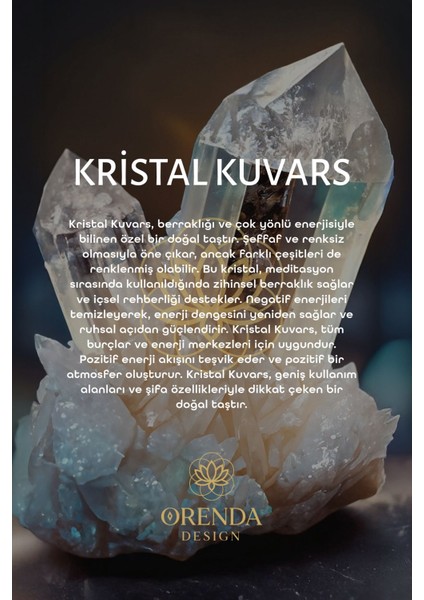 Kristal Kuvars Doğal Taş Bileklik (Enerji Kaynağı) Aa Kalite