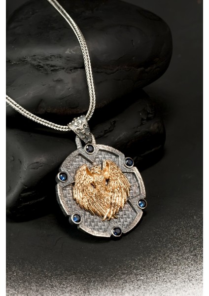 Özel Tasarım Vintage Kartal Gümüş Erkek Kolye