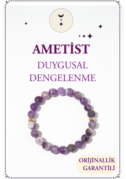 Ametist Doğal Taş Bileklik (Duygusal Dengenin Taşı) Aa Kalite