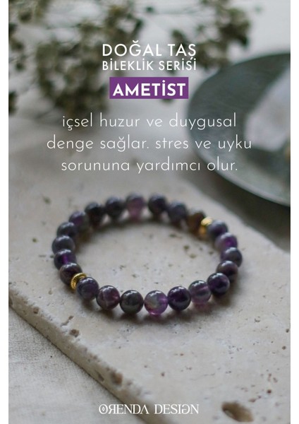 Ametist Doğal Taş Bileklik (Duygusal Dengenin Taşı) Aa Kalite modelleri