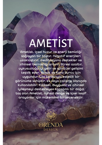Ametist Doğal Taş Bileklik (Duygusal Dengenin Taşı) Aa Kalite