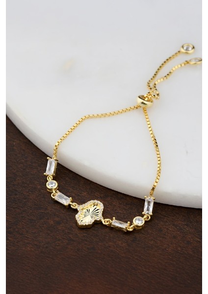 Altın Kaplama Fatma Ananın Eli Zirkon Taşlı Gümüş Bayan Bileklik