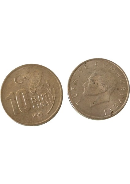 1996 Yılı 10 Bin Lira Ters Düz Takım Çil