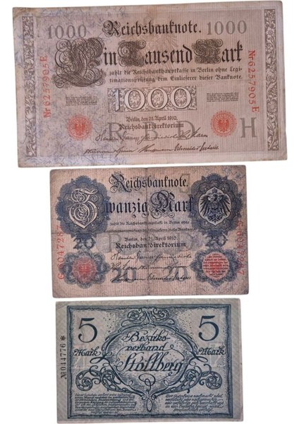 5-20-1000 Mark 1910-1918 Yılı fiyatları