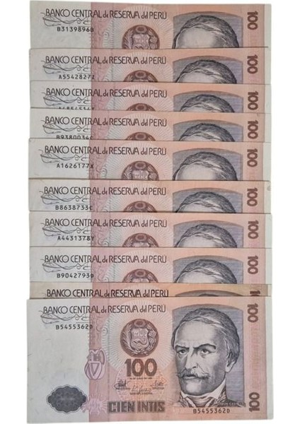 1987 Yılı Peru 100 Intis Çil-Ça 10 Adet