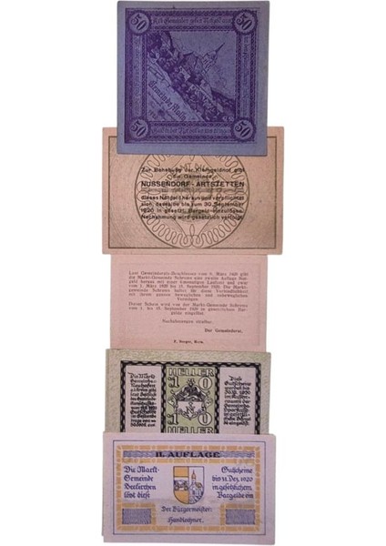 Avusturya Notgeld 5 Farklı