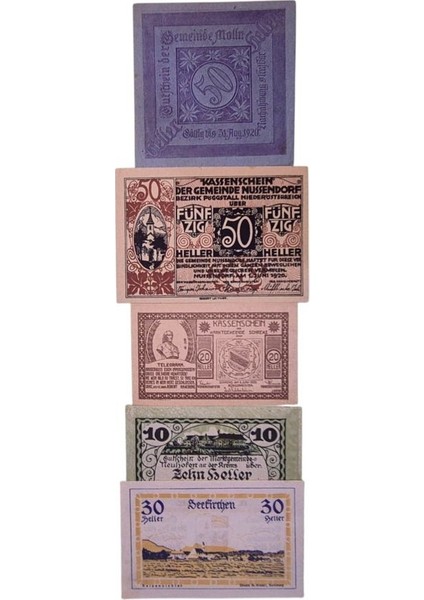 Avusturya Notgeld 5 Farklı fiyatları