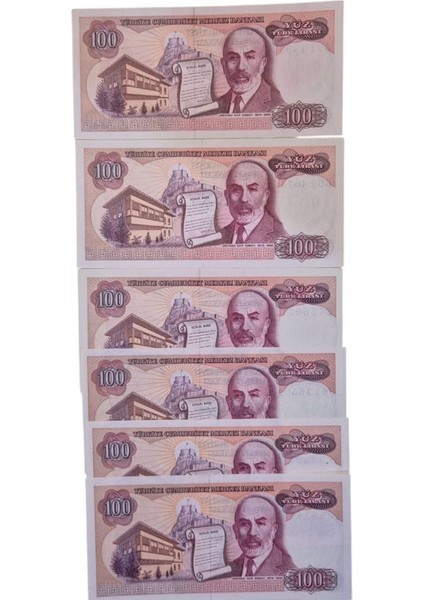 7. Emisyon 100 Lira Harf Takımı (A, B, C, D, E, F) Çil