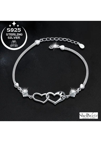 Aura Kalpli Gümüş kaplama bileklik kalpli kadın bileklik sevgili anneye verilecek hediye bileklik