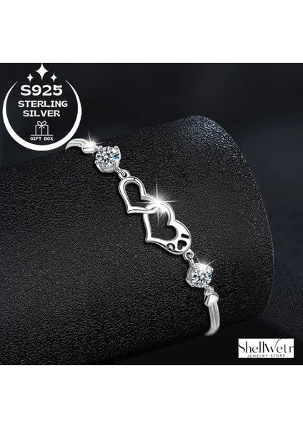 Aura Kalpli Gümüş kaplama bileklik kalpli kadın bileklik sevgili anneye verilecek hediye bileklik fiyatları