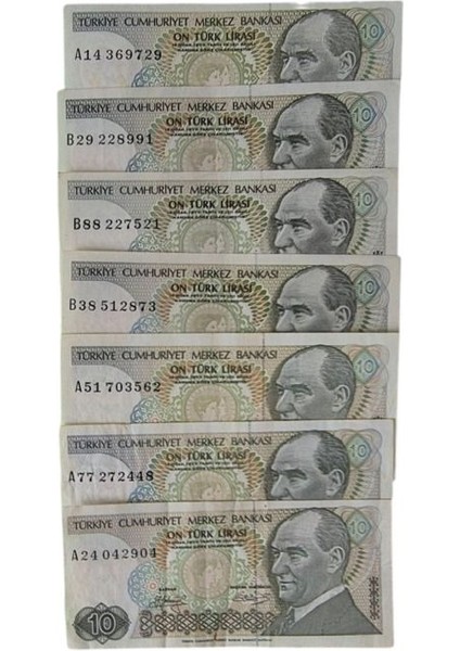 7. Emisyon 10 Lira (A-B Harfleri Ça-Ççt)