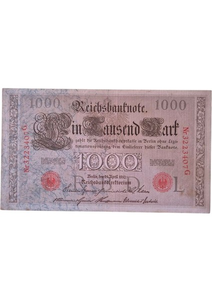 1000 Mark 1910 Yılı fiyatları