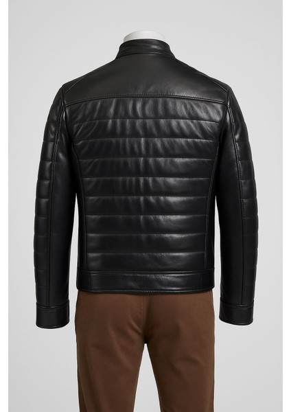 DERİMONTAYA %100 Hakiki Kuzu Deri Mont Siyah Şişme modelleri