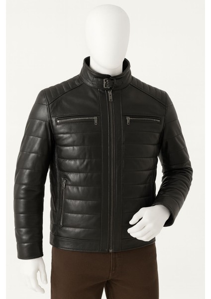 DERİMONTAYA %100 Hakiki Kuzu Deri Mont Siyah Şişme indirimleri