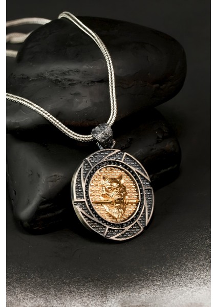 Özel Tasarım Vintage Bıçaklı Kurt Erkek Gümüş Kolye