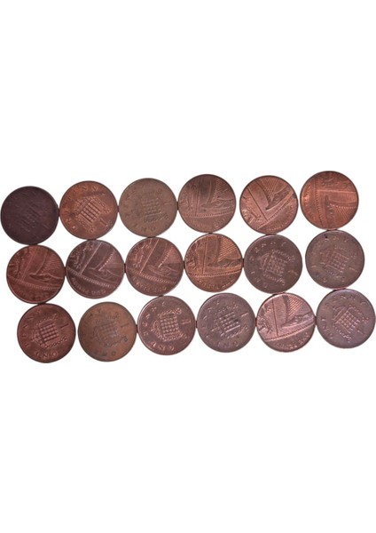 18 Adet One Penny Farklı Tarihler Çil-Ça
