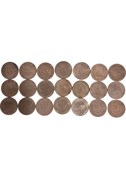 21 Farklı Tarih Fransa 10 Centimes Çil-Ça