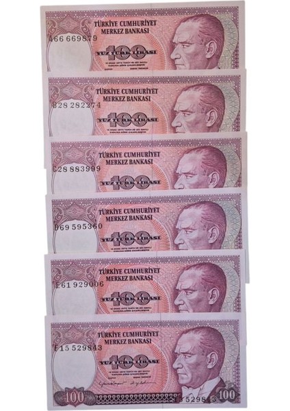 7. Emisyon 100 Lira Harf Takımı (Abcdef) Çil fiyatları