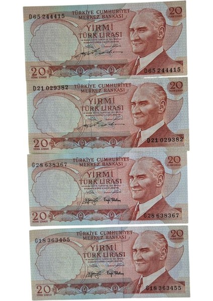 6. Emisyon 20 Lira Çil 4 Adet (G18-G28-D21-D65)
