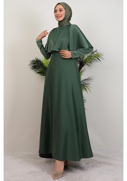 Mona Pelerinli Elbise Soft Yeşil modelleri