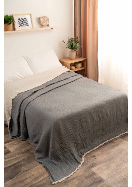 Battal Boy Müslin Pike - Çift Kişilik, %100 Pamuk 4 Katlı, Çift Taraflı Nefes Alan Örtü– 230X260 cm