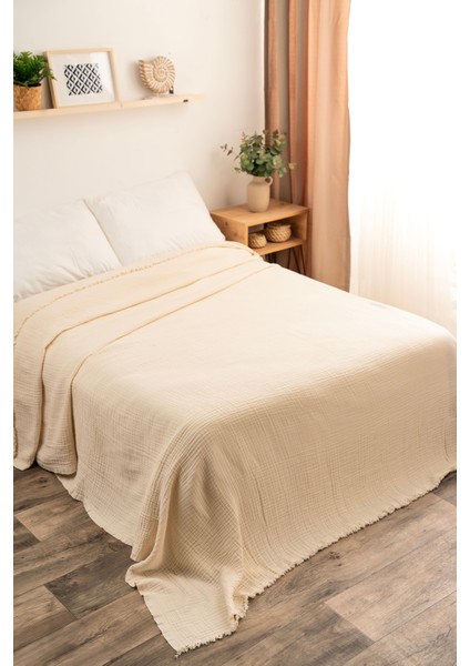 Battal Boy Müslin Pike - Çift Kişilik, %100 Pamuk 4 Katlı, Çift Taraflı Nefes Alan Örtü– 230X260 cm