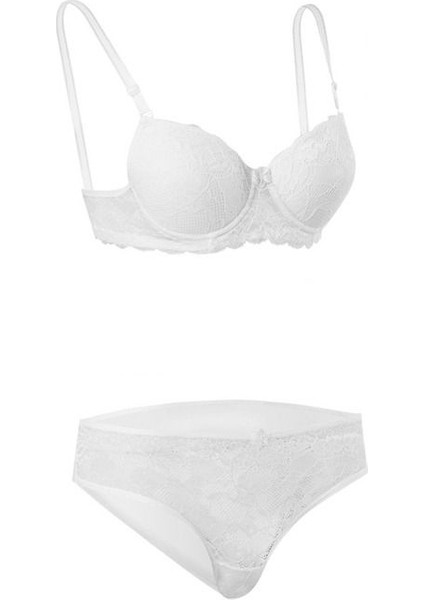Iç Giyim Ebru Desteksiz Dantelli Sütyen ve Külot Takım (Sütyen Yıkama Topu Hediyeli)