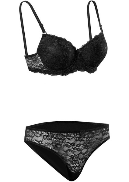 Iç Giyim Ebru Destekli Dantelli Sütyen ve Külot Takım (Sütyen Yıkama Topu Hediyeli)