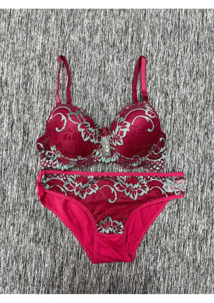 Iç Giyim Ebru Ebruli Desteksiz Sütyen ve Külot Takım (Sütyen Yıkama Topu Hediyeli)