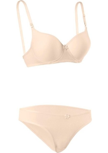 Iç Giyim Ebru Lüx Silikonlu Destekli Düz Sütyen Külot Takım (Sütyen Yıkama Topu Hediyeli )