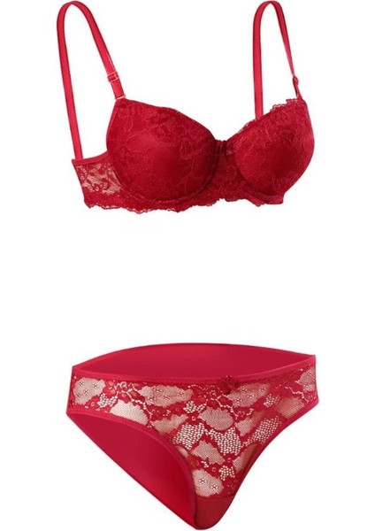 Iç Giyim Ebru Destekli Dantelli Sütyen ve Külot Takım (Sütyen Yıkama Topu Hediyeli)