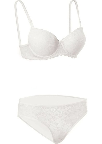 Iç Giyim Ebru Destekli Dantelli Sütyen ve Külot Takım (Sütyen Yıkama Topu Hediyeli)