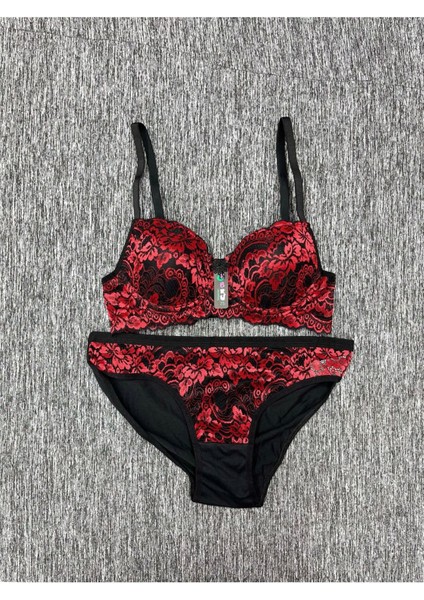 Iç Giyim Ebru Ebruli Destekli Sütyen ve Külot Takım (Sütyen Yıkama Topu Hediyeli)