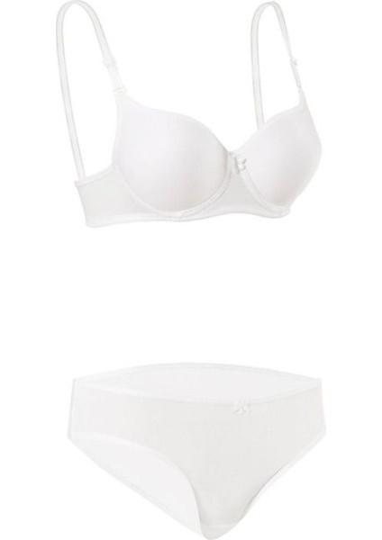 Iç Giyim Ebru Lüx Silikonlu Destekli Düz Sütyen Külot Takım (Sütyen Yıkama Topu Hediyeli )