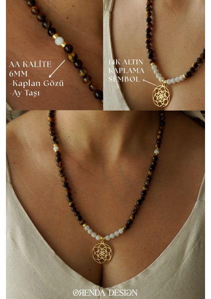 Güç/korunma – Yaşam Tohumu – Kaplan Gözü – Ay Taşı Doğal Taş Kolye fiyatları