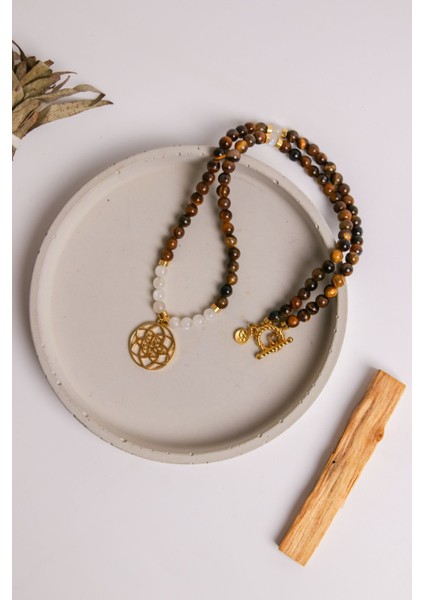 Güç/korunma – Yaşam Tohumu – Kaplan Gözü – Ay Taşı Doğal Taş Kolye