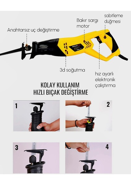 Elektrikli Tilki Kuyruğu Testere Kılıç Testere (Sarı) EEA390 fırsatları