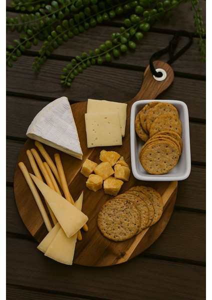 Akasya Yuvarlak Deri Aksesuarlı Sunum Tahtası modelleri