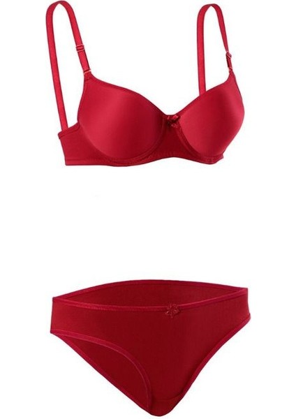 Iç Giyim Ebru Lüx Silikonlu Destekli Düz Sütyen Külot Takım (Sütyen Yıkama Topu Hediyeli )