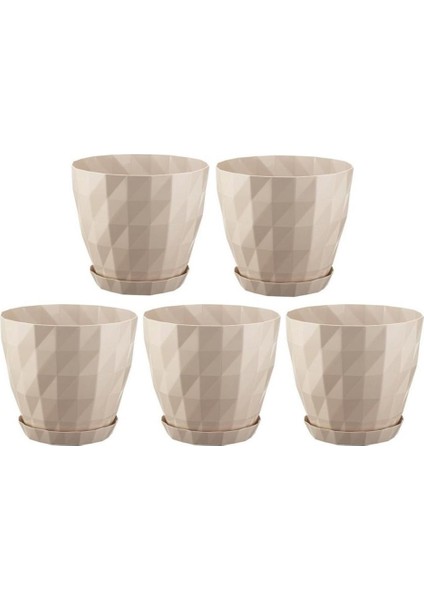 So-Krt5 Dekoratif Kristal Saksı Takımı 6 Lt Kirli Beyaz 5 Adet