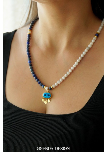 Süryani Gözü Nazar Kolyesi – Doğal Taş Kolye (Ay Taşı • Lapis Lazuli) fiyatları
