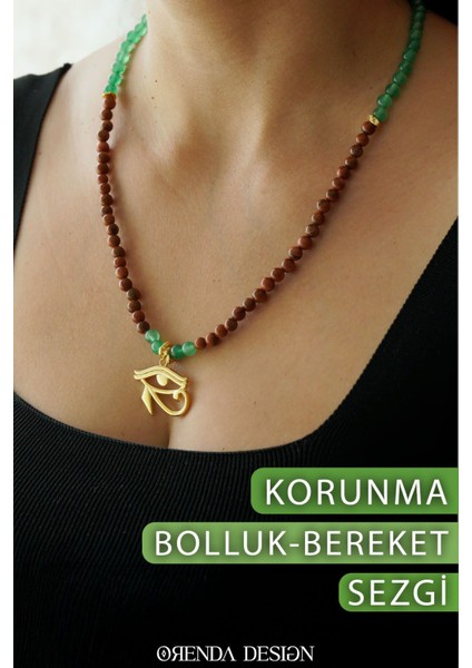 Korunma - Horusun Gözü – Yıldız Taşı – Yeşil Aventurin Doğal Taş Kolye
