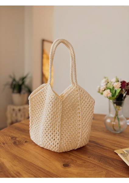El Yapımı Makrome Örgü Omuz ve El Çantası – Bohem Tarz Günlük & Plaj Çantası fırsatları