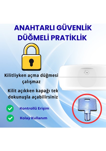 Duvara Monte Mini Jumbo Tuvalet Kağıdı Dispenseri / Kağıtlık | Premium Abs Gövde, Anahtarlı Kilit, Vidalı & Yapışkan Montaj – Beyaz modelleri