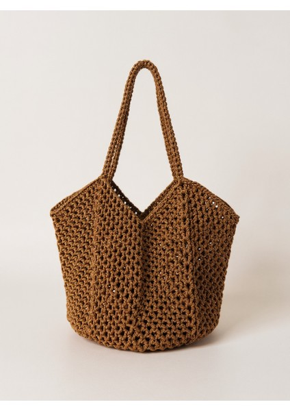 El Yapımı Makrome Örgü Omuz ve El Çantası – Bohem Tarz Günlük & Plaj Çantası fiyatları