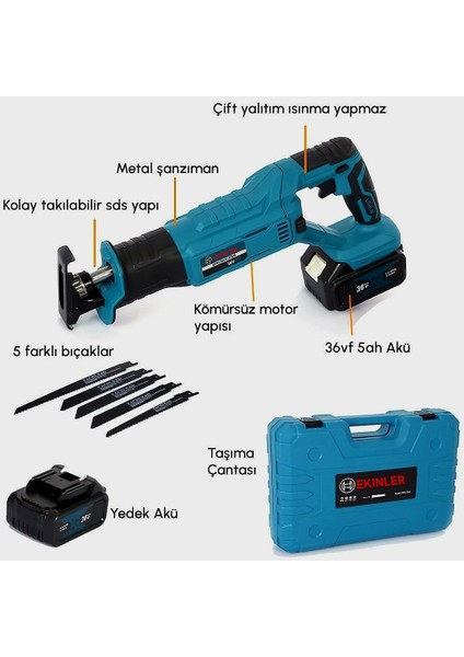 Akülü Tilki Kuyruğu Testere 36V 5AH (Mavi) EEA310 modelleri