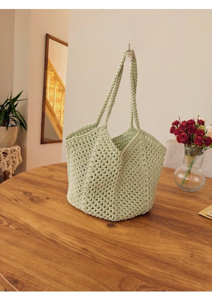 El Yapımı Makrome Örgü Omuz ve El Çantası – Bohem Tarz Günlük & Plaj Çantası fırsatları