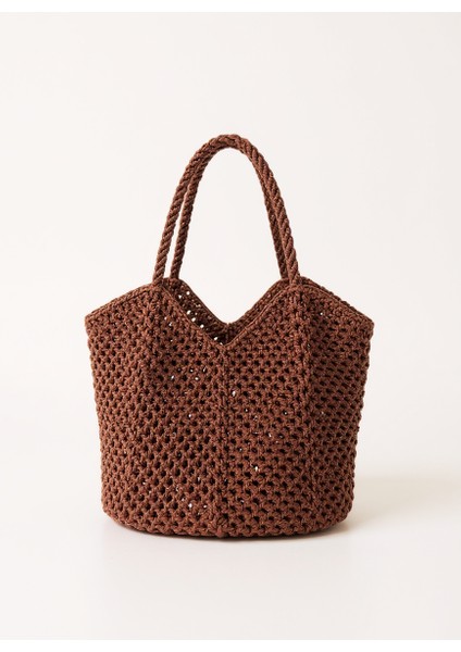 El Yapımı Makrome Örgü Omuz ve El Çantası – Bohem Tarz Günlük & Plaj Çantası