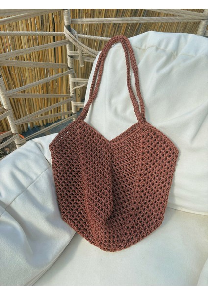 El Yapımı Makrome Örgü Omuz ve El Çantası – Bohem Tarz Günlük & Plaj Çantası fırsatları