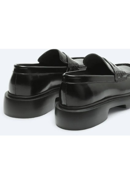 Siyah Deri Smart Casual Loafer fırsatları